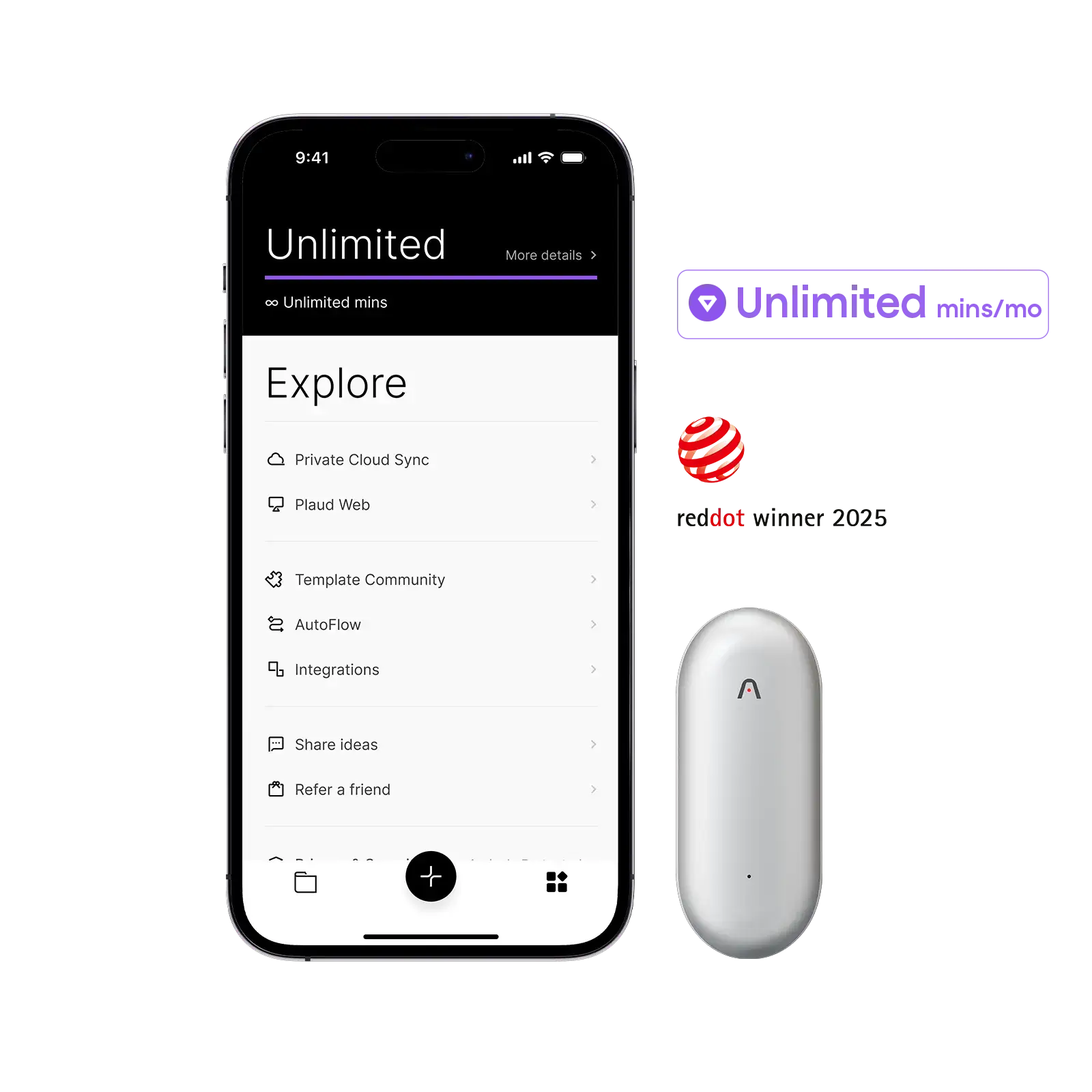 Plaud NotePin & AI Annual Unlimited Plan