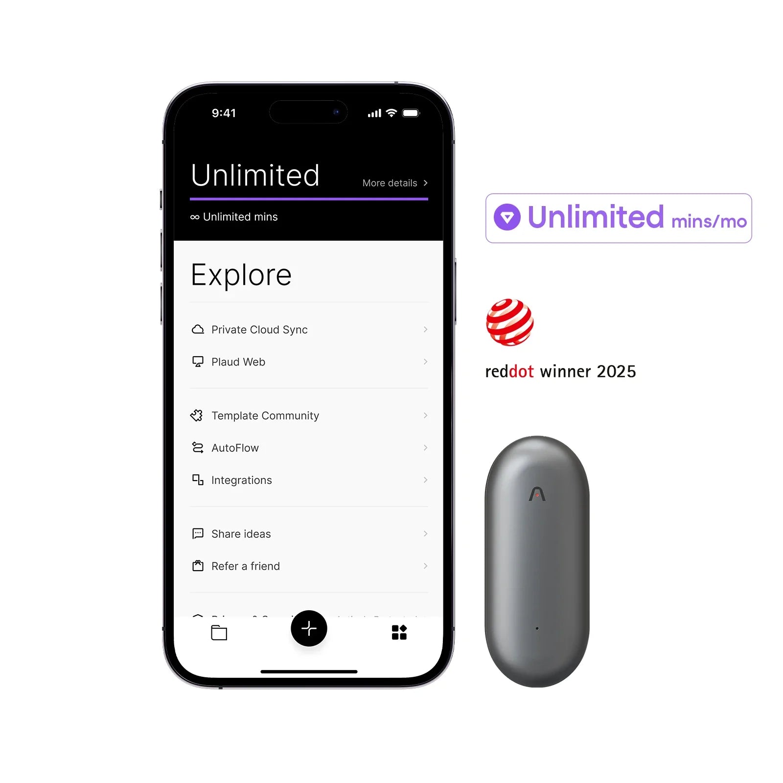 Plaud NotePin & AI Annual Unlimited Plan