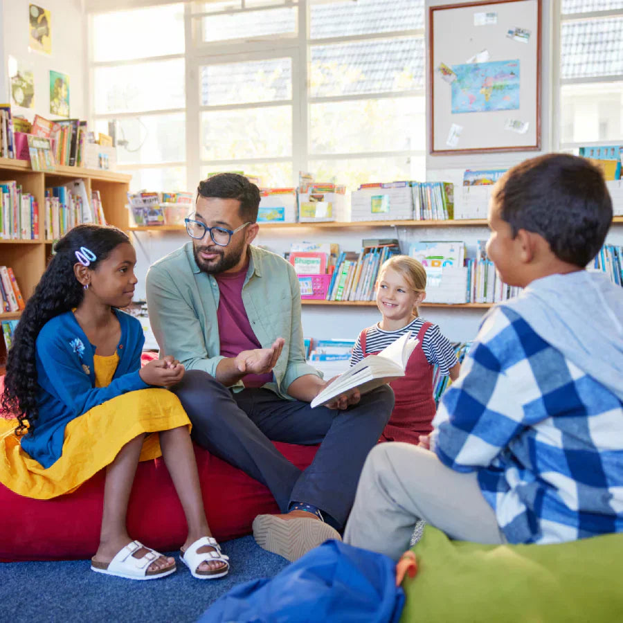 Teacher leading a morning meeting with students